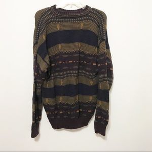 Vtg Wood & Gray Multicolor Crewneck Sweater